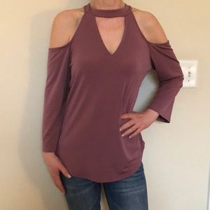 Mauve cold shoulder top